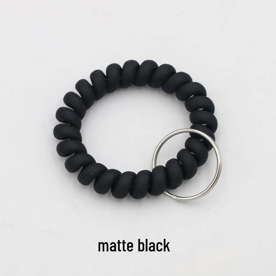 Matte Plastic Anti-Lost Spring Coil Cord Keychain and Hair Tie Bracelet