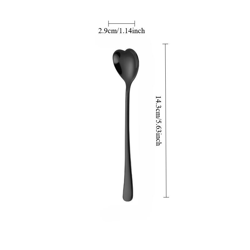 304 stainless steel ice spoon, extended heart-shaped stirrer, Korean style long handled,household coffee and dessert spoon