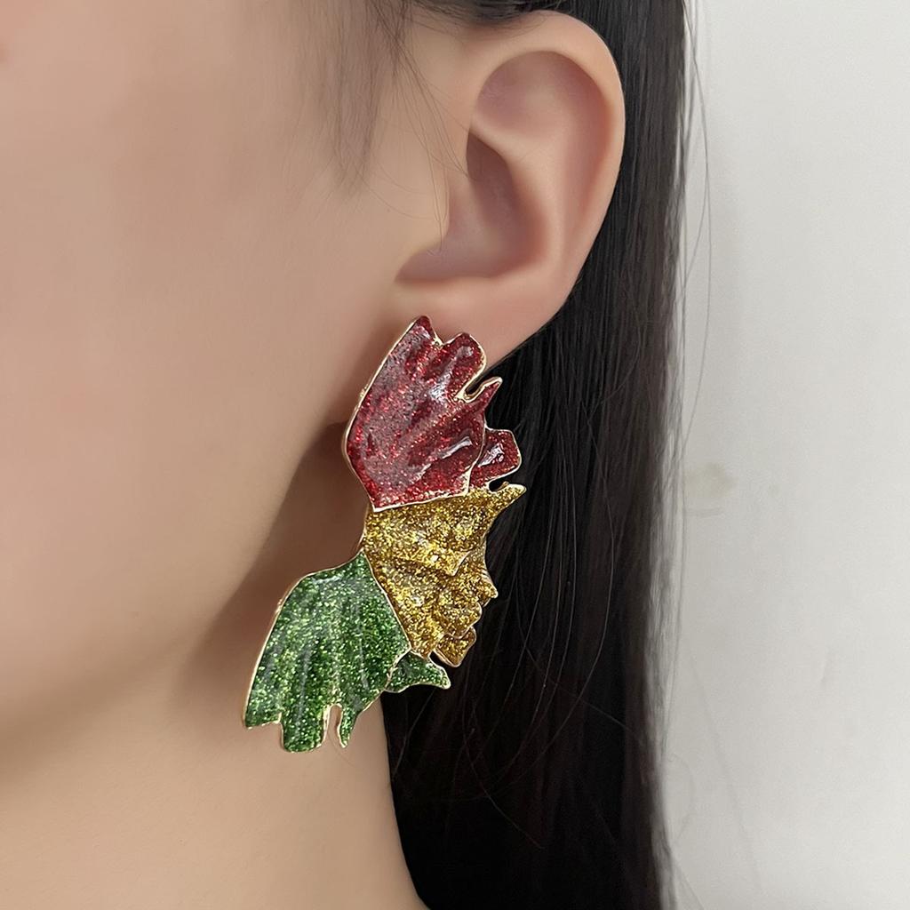 Stylish Simple Christmas Day Alloy Irregular Leaf Stud Earrings Everyday Commuter Woman