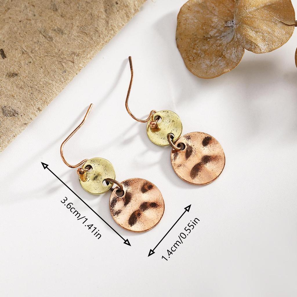 European Bohemian Dual-Tone Round Disc Earrings - Large & Small Retro Fashion Accessories