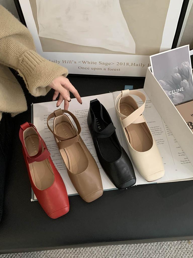 fashion Square Toe Women Loafers Ballet Dance Shoes Flat Low Heels 2024 New Arrivals Black Beige Khaki Brown Dress Sandals Pumps Size 39