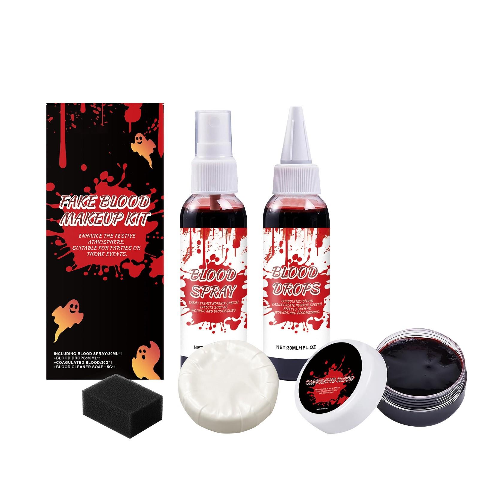 

Набор для макияжа с искусственной кровью на Хэллоуин, 5 шт., Косплей, Макияж спецэффектов, Набор крови(30мл*2++10г+15г) белый