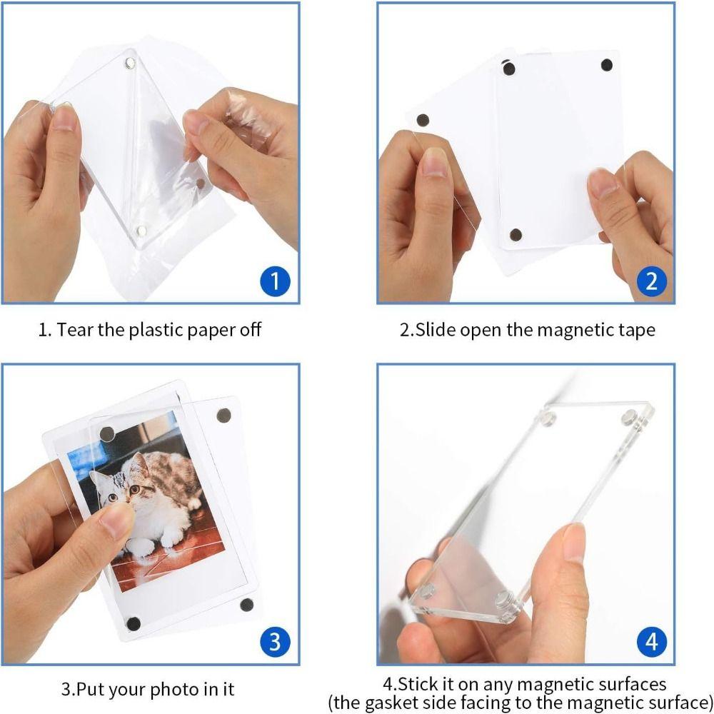 5pcs DIY Card Display Frame Transparent Refrigerator Magnet Picture Frame  Home Decor