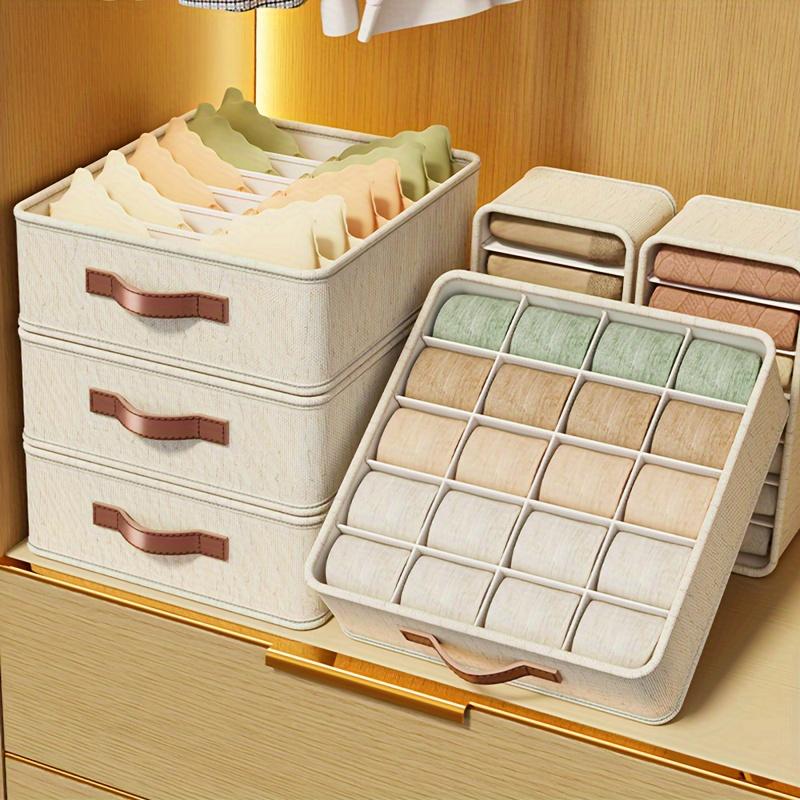 1pc Beige Foldable Storage Organizer Box for Underwear, Bras, Ties & Accessorie Storage Bins
