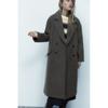 Winter New Double Breasted Loose Lapel Long sleeve Fleece Blended Neutral Wind Coat Outerwear 3046301