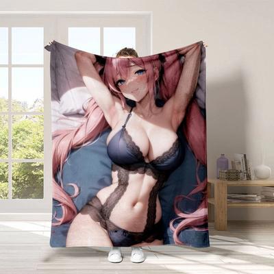 Anime schönes Mädchen digital bedruckter Polyester Schlafzimmer Samt Flanell Decke Fleece weiche Sofadecke Decken für Betten