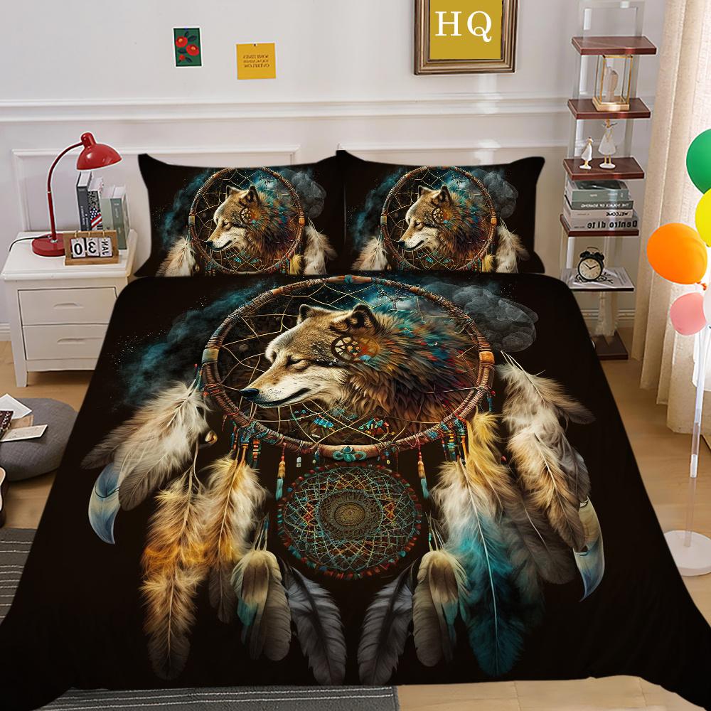 Bettbezüge, Wolf-Druck, Mikrofaser, Einzelbett-Bettwäsche-Set, Bezug für Kinder, weich, hochwertige Heimbettwäsche