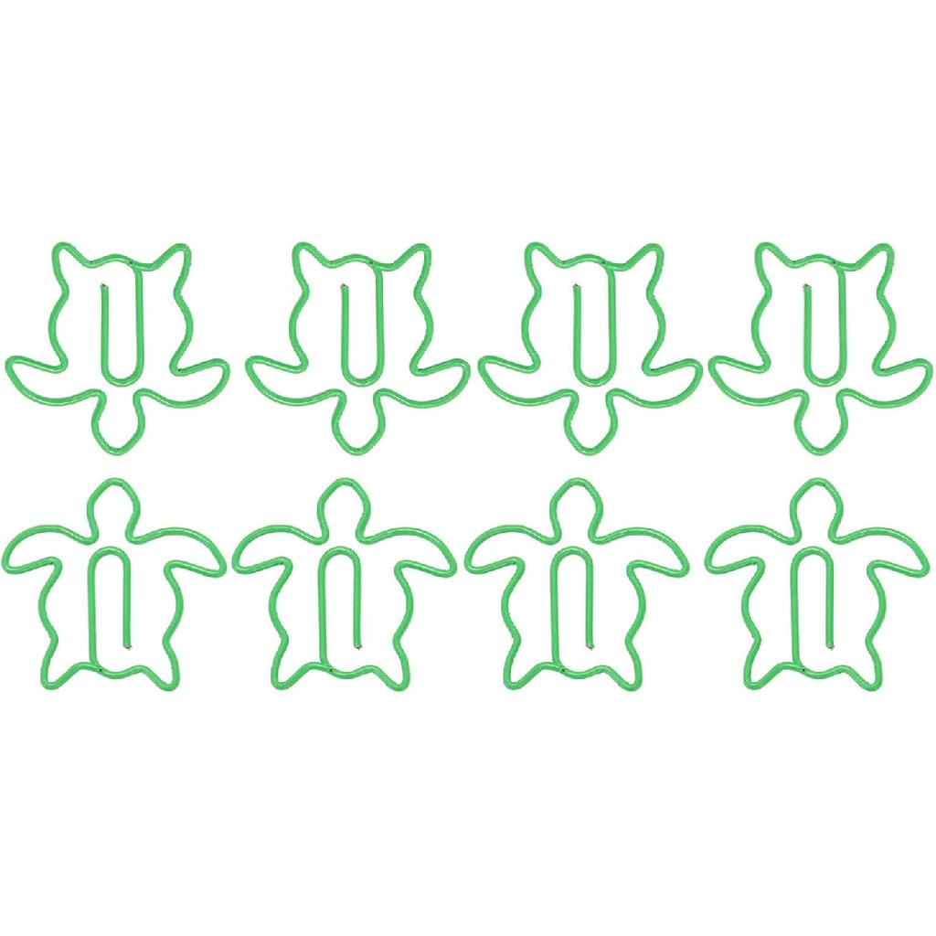 100Pcs Animal Shaped Paper Clips, Electroplated Cute Paper Clips, Fancy Paperclips with Storage Box for Family Office School (Sea Turtle)