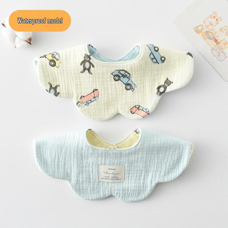 Dwustronny, wodoodporny śliniaczek dla niemowląt w stylu koreańskim z płatkami, wykonany w 100% z gazy bawełnianej