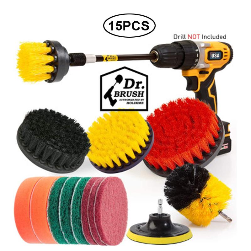 Car Detailig Brushes Set Drill Brush Attachment Set Heavy Duty Power Scrubber Brushes for Bathroom Kitchen Auto Cleaing Supplies