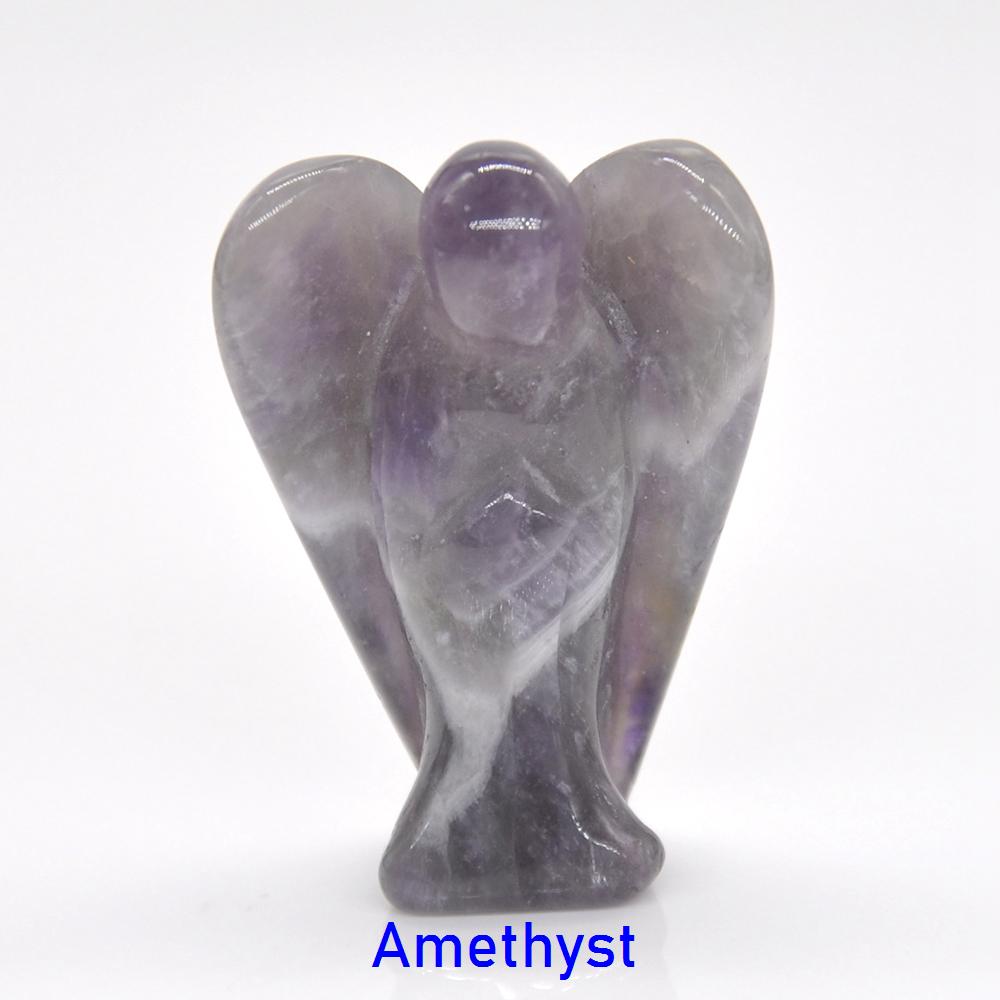 1.5" Guardian Angel Figurine Natural Healing Crystal Statue Home Stone Decor Study Craft Gift Trinket Room Ornament