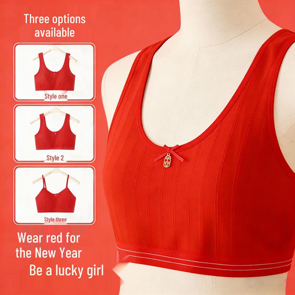 Seamless Red Junior Sports Bra - Comfortable, Breathable, Wire-Free