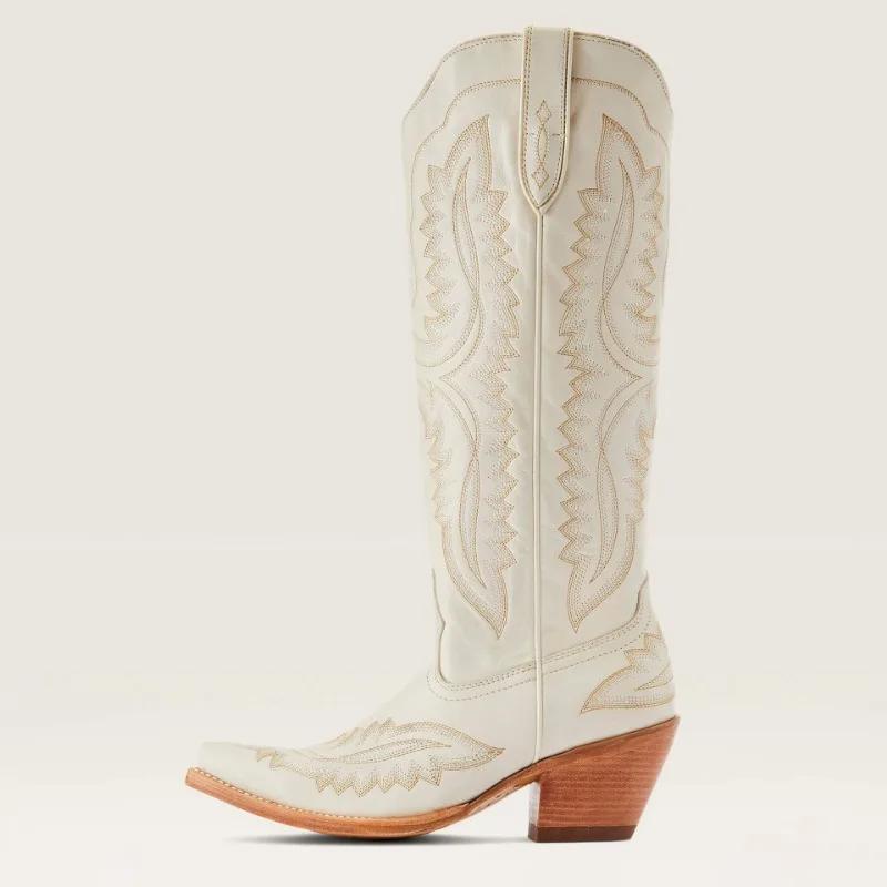 Seller New Retro Car Stitching Thick Heel Western Cowboy Boots Medieval Embroidered Unisex Men's Women's Knight Boots