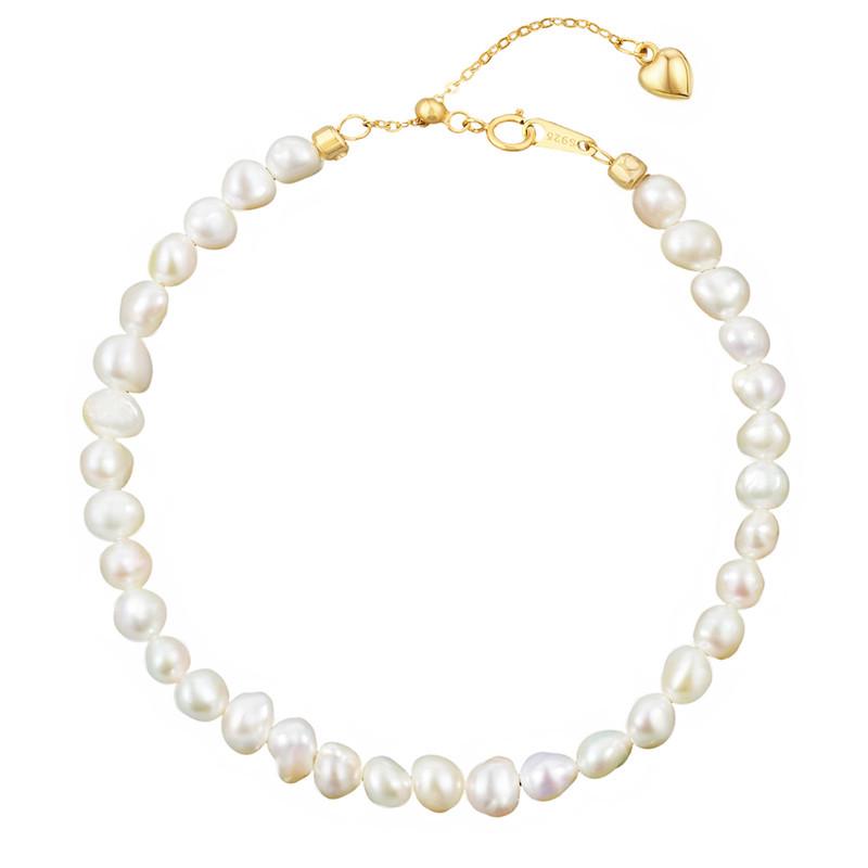 

Arvaleff S925 Silver Freshwater Pearl Bracelet with 14K Gold-Plated Light Luxury Design золотий