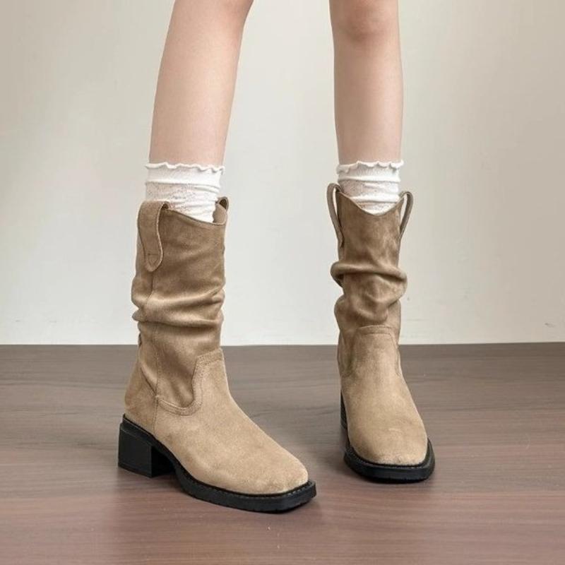 

Модные Роскошные Женские Ботинки Осень Квадратный Каблук Ботильоны Модные Плиссированные Дизайнерские Туфли на Высоком Каблуке для Женщин Новые Замшевые Ботинки Челси Zapatos 40 хаки
