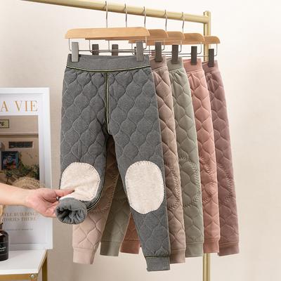 Children's Warm Girls and Boys Quilted Thick Cotton Trousers Winter Silk Trousers Trousers