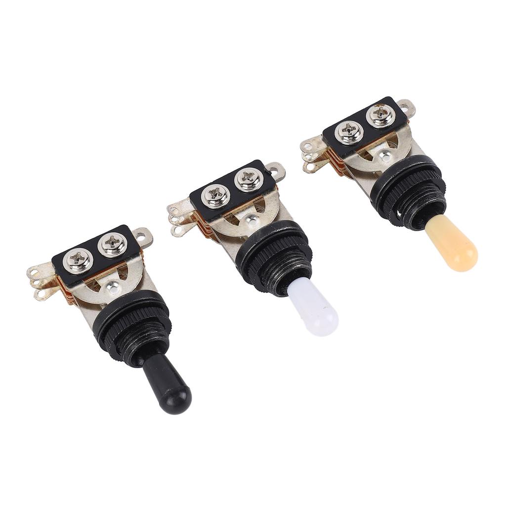 3pcs 3 Way Guitar Toggle Switches Short Straight Switch with Black White Cream Tips for Electric Guitar Black