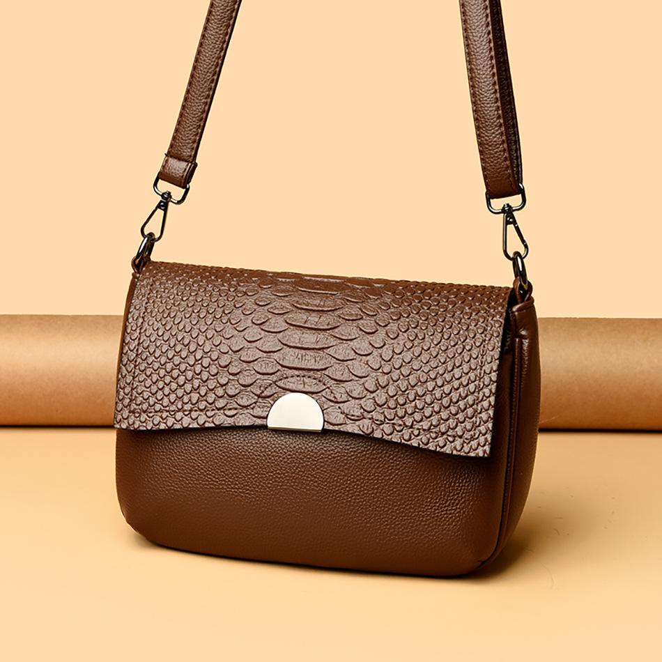 Single-shoulder Crossbody Bag, Fashionable Hand-held Small Square Bag, Crocodile Pattern Trendy Bag