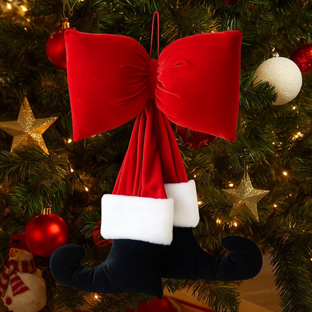 DIY Decorations Bow Hanging Ornaments Red Velvet Bow Knot Christmas Bowknot Pendant  New Year Party