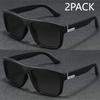 2PCS Fashion Sports Sunglasses Polarized Driving Sun Glasses Man Fishing Glasses Square Frame Metal Men and Women UV400 Eyewear