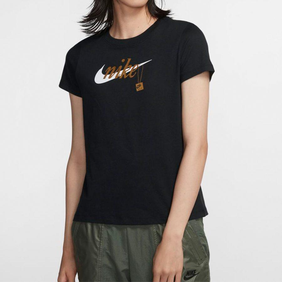 Nike T Shirts Women's Black Crew Neck Moderate Straight Fit CJ7915-010
