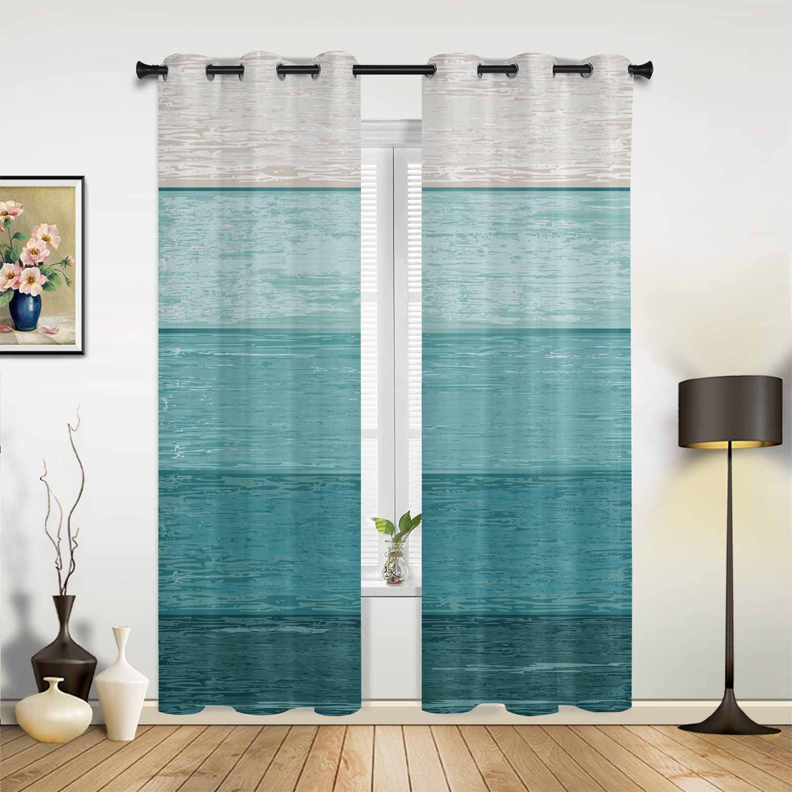 

Винтажные хаки коричневые постепенные деревянные шторы для спальни гостиной шторы для кухни детской комнаты оконные занавески для домашнего декора 135W x 60H(cm) x1