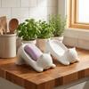 Self Draining Plastic Soap Dish Cat Shaped Bathroom Soap Holder Soap Sponge Tray  Household