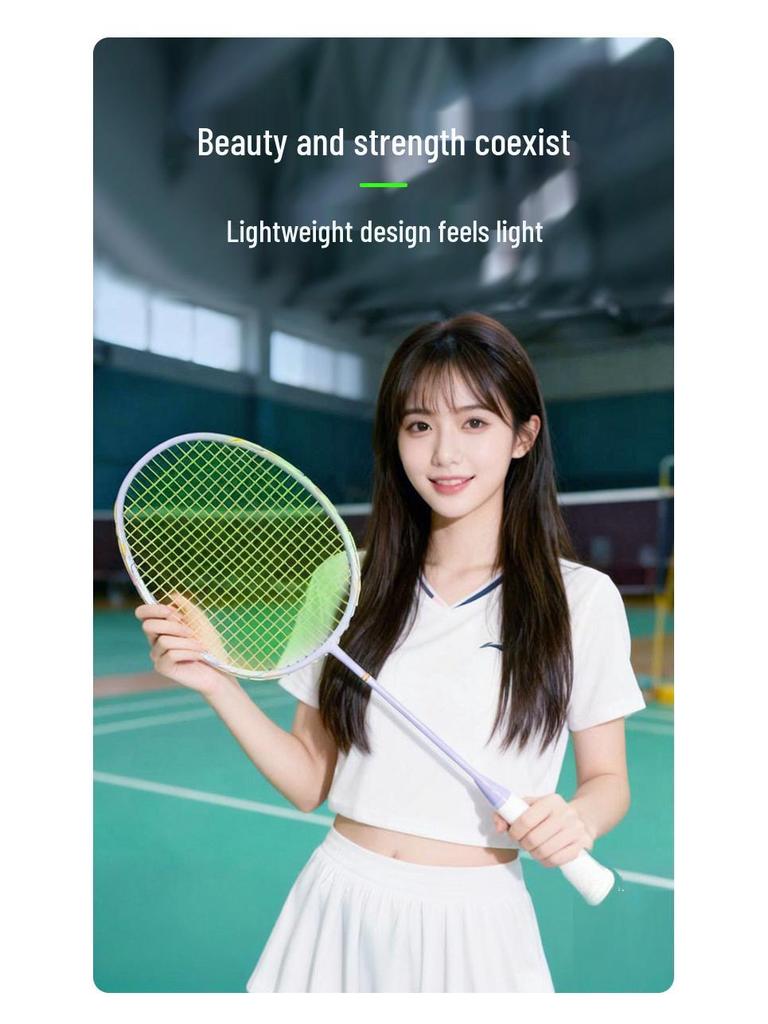 Full Carbon Fiber Badminton Racket Set for Men and Women - Durable, Lightweight, Offensive & Defensive, Professional Adult Singles & Doubles Play