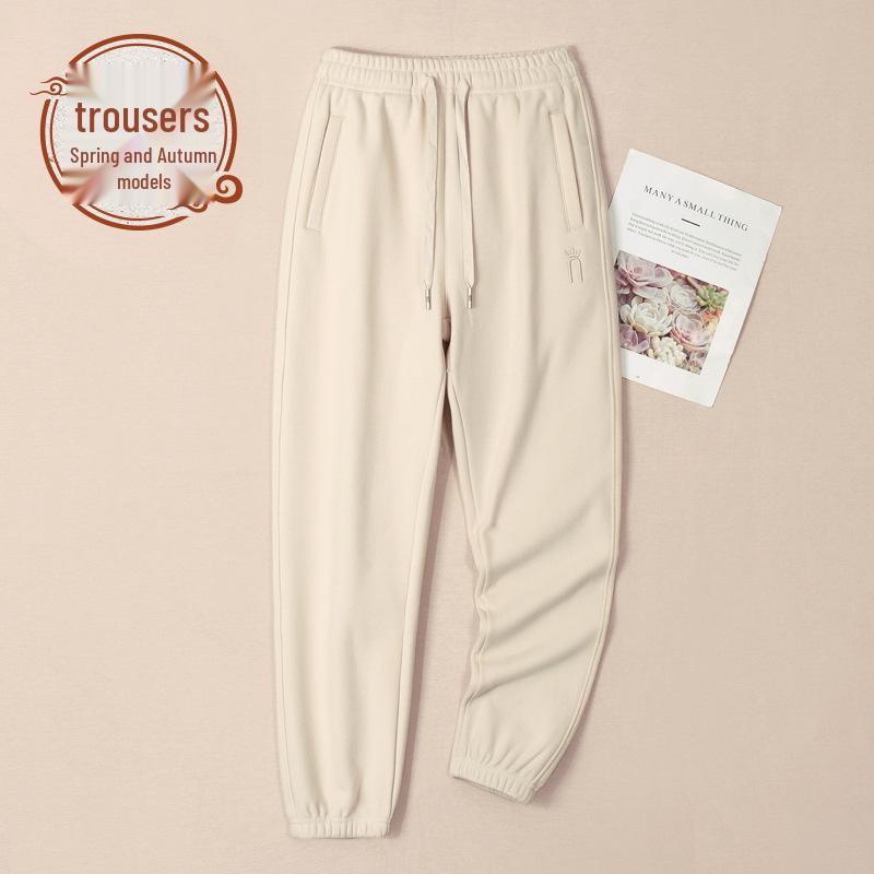 Women's 100% Cotton Grey Sweatpants, Spring/Autumn 2025 Fleece Casual Pants