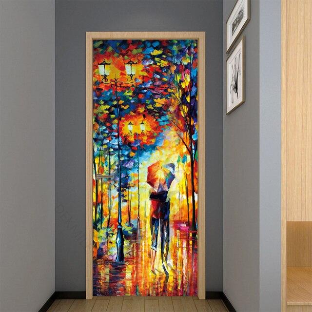 

Наклейка на дверь в виде птицы и дерева для спальни, гостиной, ванной комнаты, наклейка на стену, самоклеящаяся водостойкая съемная фреска, обои, домашний декор 50x125cm(1pcs)