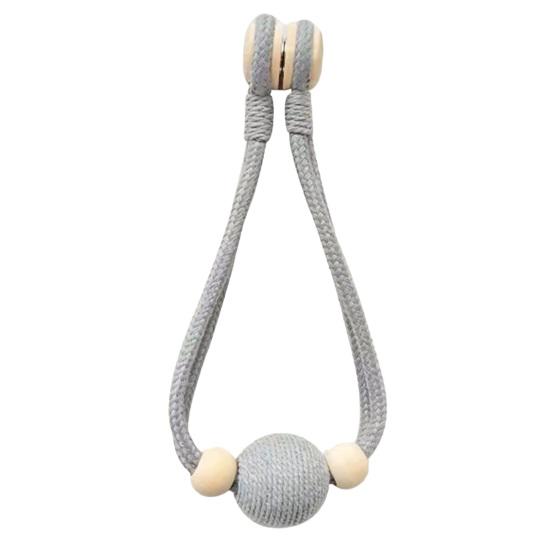 2PCS Magnetic Curtain Tieswith Strong Suction Woven Rope And Wooden Beads Tiebacks for Nordic C