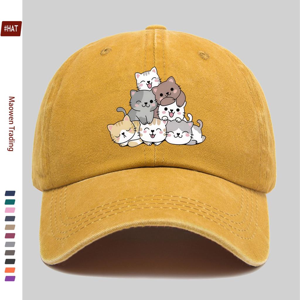 Pc Unisex Cute Cat Print Baseball Cap with Multiple Pet Cat Print Designs Sun Hat Hunting Decorative Hat Adjustable Buckle S