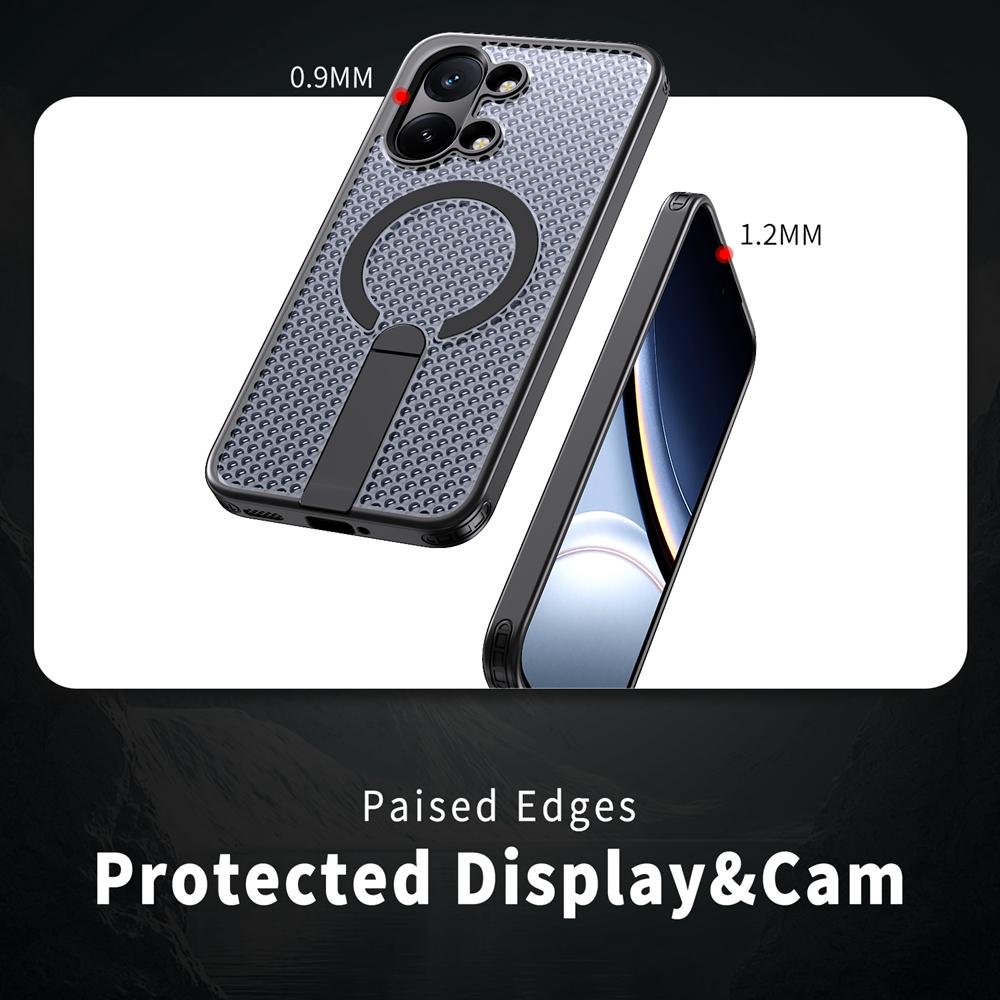 KEYSION Dutý kryt pro odvod tepla s MagSafe pro Xiaomi POCO X8 Pro Max Magnetické chlazení Skrytý stojánek Nárazuvzdorný kryt telefonu
