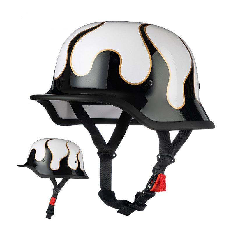 IBK Soldiers Vintage Half Helmets Men And Women Motorcycle Hareid Style Bucket Helmet Cruise Electric Vehicle Helmet