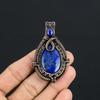 Lapislazuli Anhänger Handgefertigter Edelsteinschmuck, 999 Kupferdraht gewickelter Anhänger, Schmuckanhänger mit einzigartigem Design
