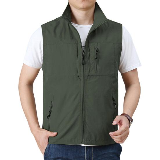 

Мужской жилет со стойкой, без рукавов, на молнии, однотонный M армия зеленый