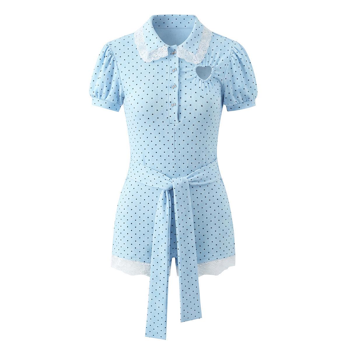 

2026 Polka Dot Short-Sleeve Chic Romper Jumpsuit Small