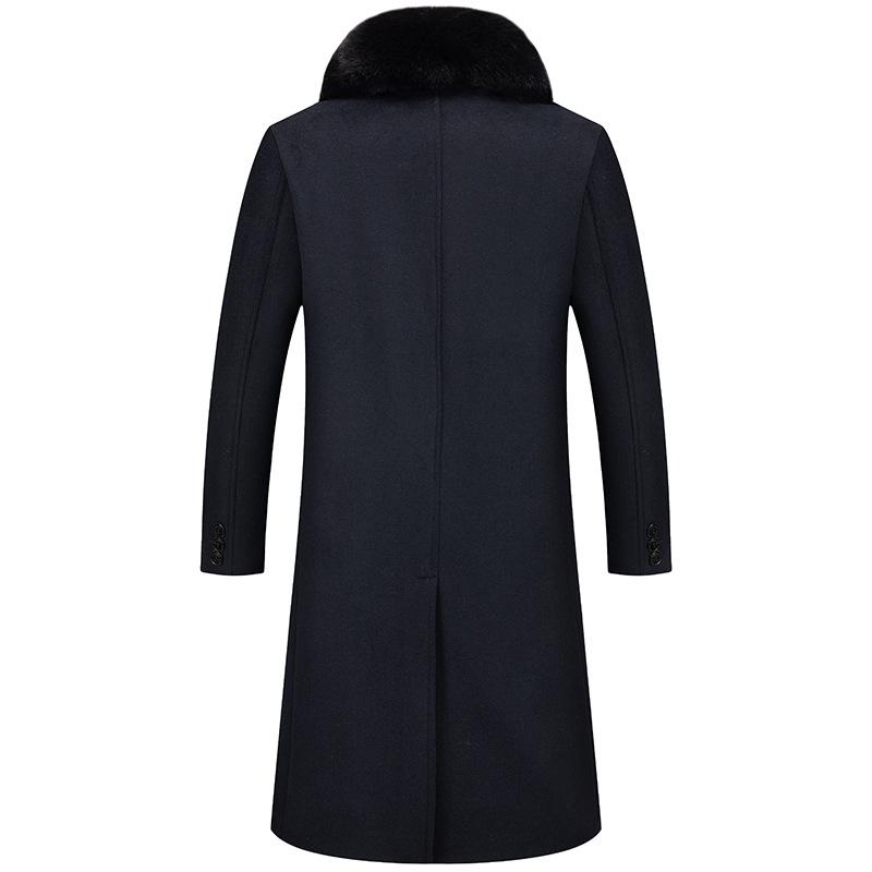 Inverno Nuovo Cappotto Lungo Cappotti Business Causal Leggeri da Uomo Pile Spesso Caldo Misto Lana Cappotto Moda Tinta Unita Collo di Pelliccia Soprabito
