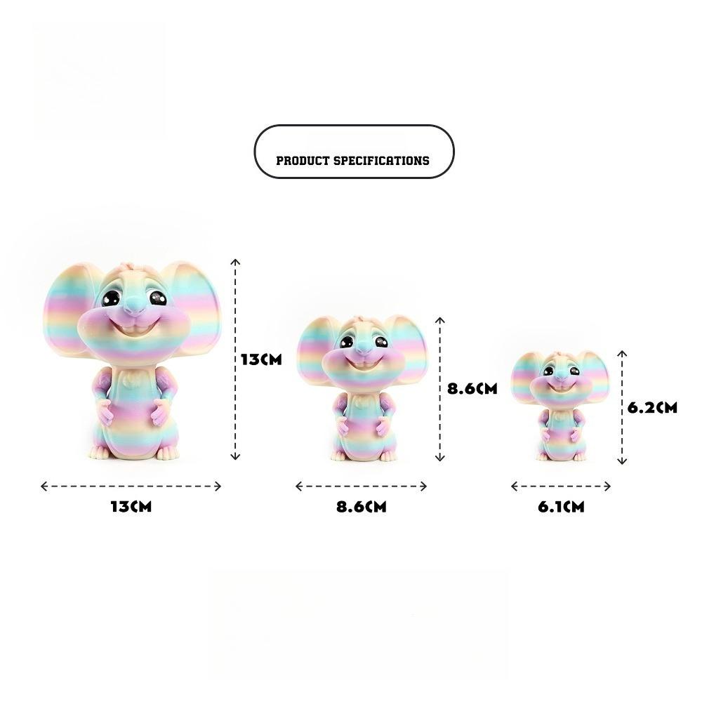 3D Printed Mouse Animals Toys Cute Big Ears Mouse Figurine Articulated Fidget Toy for Home Desktop Decoration Gifts To Friends