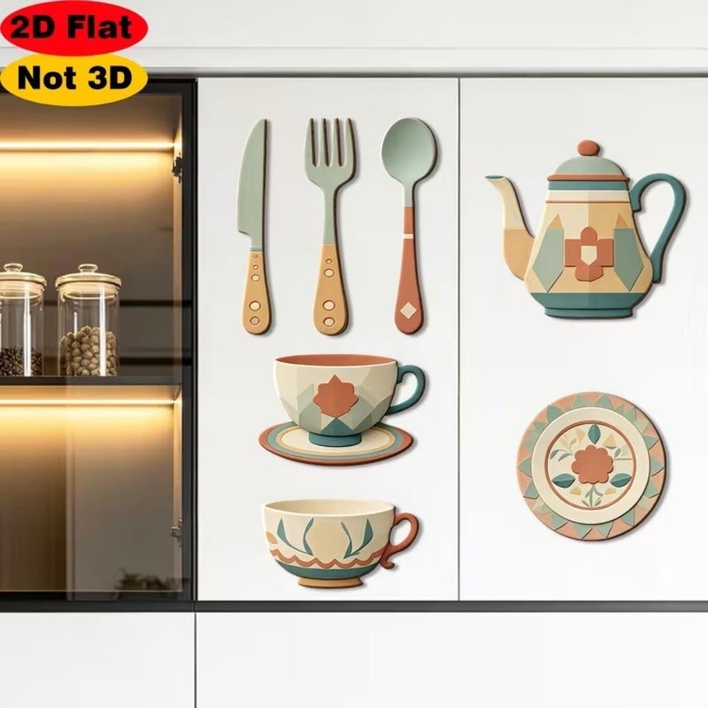 7Pcs Vintage Coffee Utensil Wooden Ornament Coffee Themed Coffee Wall Sticker Hangings Thanksgiving