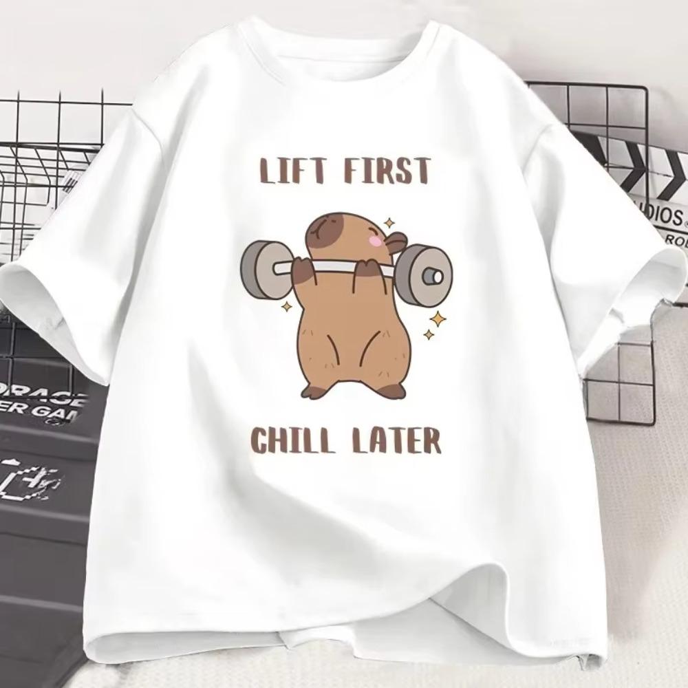 Men and Women Capybara Gym Print TShirt Workout Fitness T Shirt Top Unisex Soft Style Men Women Tshirt Clothes Comfortable
