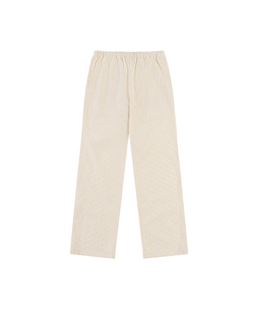 Banwonateullie P3301 Flower Embroidery Pants_Cream