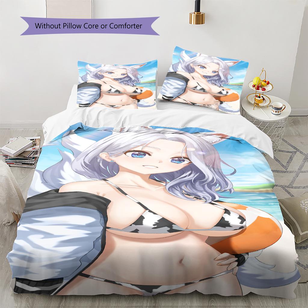 Anime-mönstrat sängkläder täcke set påslakan örngott Heminredning Födelsedagspresent (1 * påslakan + 2 * örngott, utan kärna)