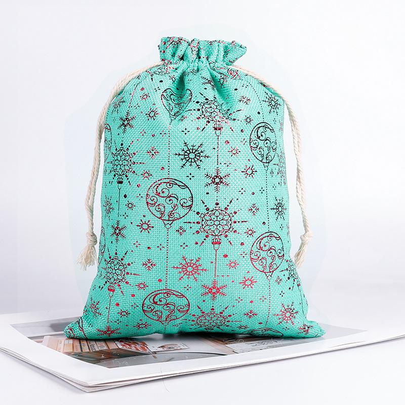 Hot Stamping Christmas Cotton and Linen Bundle Pocket Christmas Gift Accessory Storage Bag Various Bags for Holiday Decoration 20x30CM 10pcs