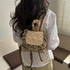 Polka Dot Floral Patchwork Design Backpack for Women Versatile Sweet Girls Drawstring Shoulder Bags Lightweight Travel Handbag