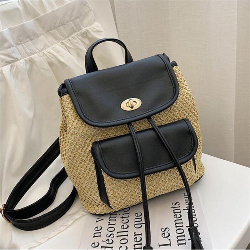 straw backpack purse