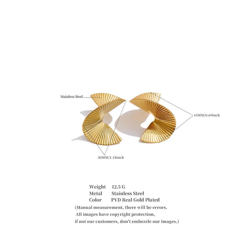 Eetit Statement Stainless Steel Metal Twist Gold Color Geometric Stud Earrings Fashion Temperament Waterproof Jewelry Wholesale