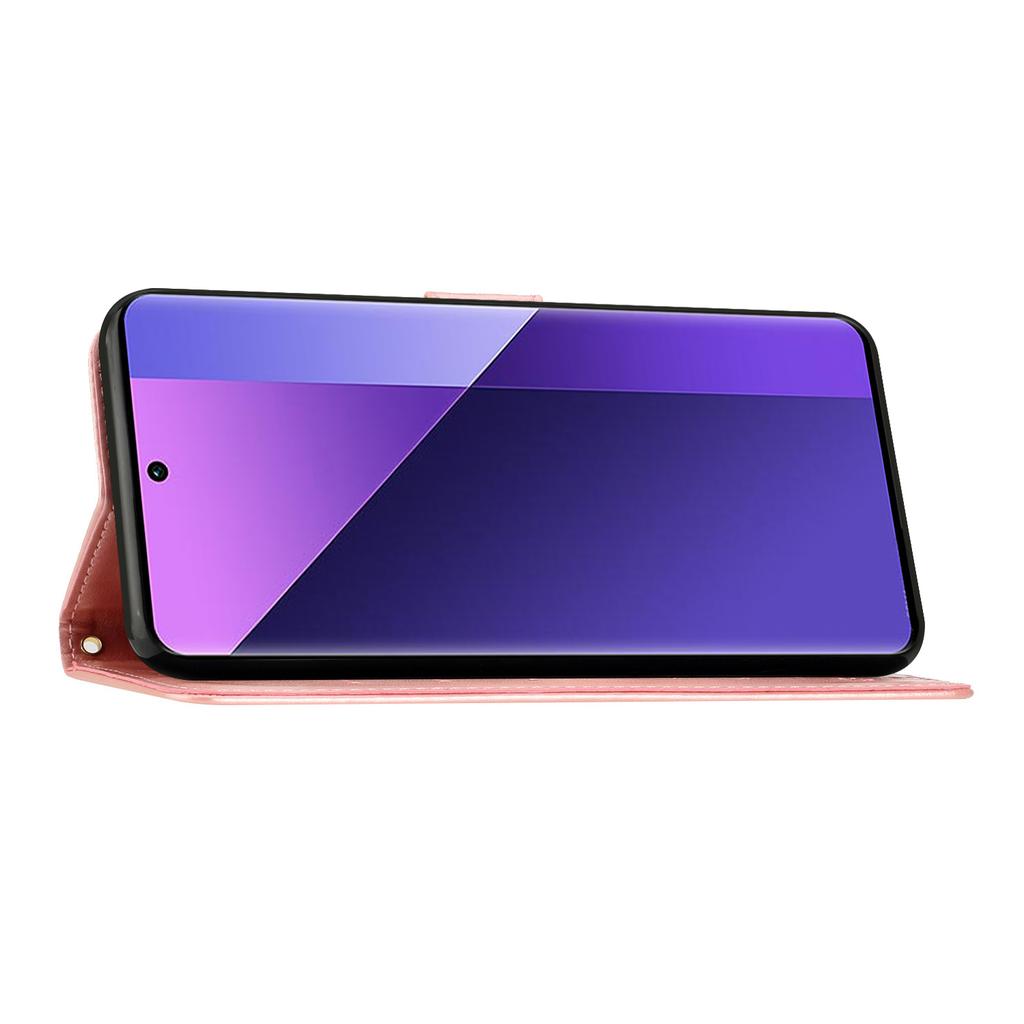 For Motorola Moto G15 4G Leather Wallet Case Butterfly Flower Imprinted Phone Cover with Strap