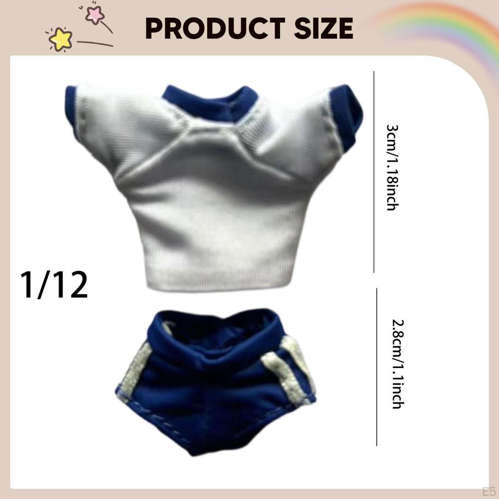 1/ Figure Clothes Casual Miniature for Collectible Dolls Dressing Short Sleeve Shirt Top and