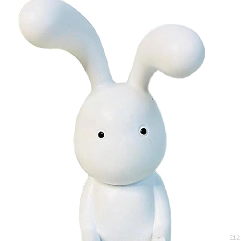 Statue Bookshelf Sculpture Artwork Animal Figures Resin Bunny Figurine Ornament for Home Shelf Desk